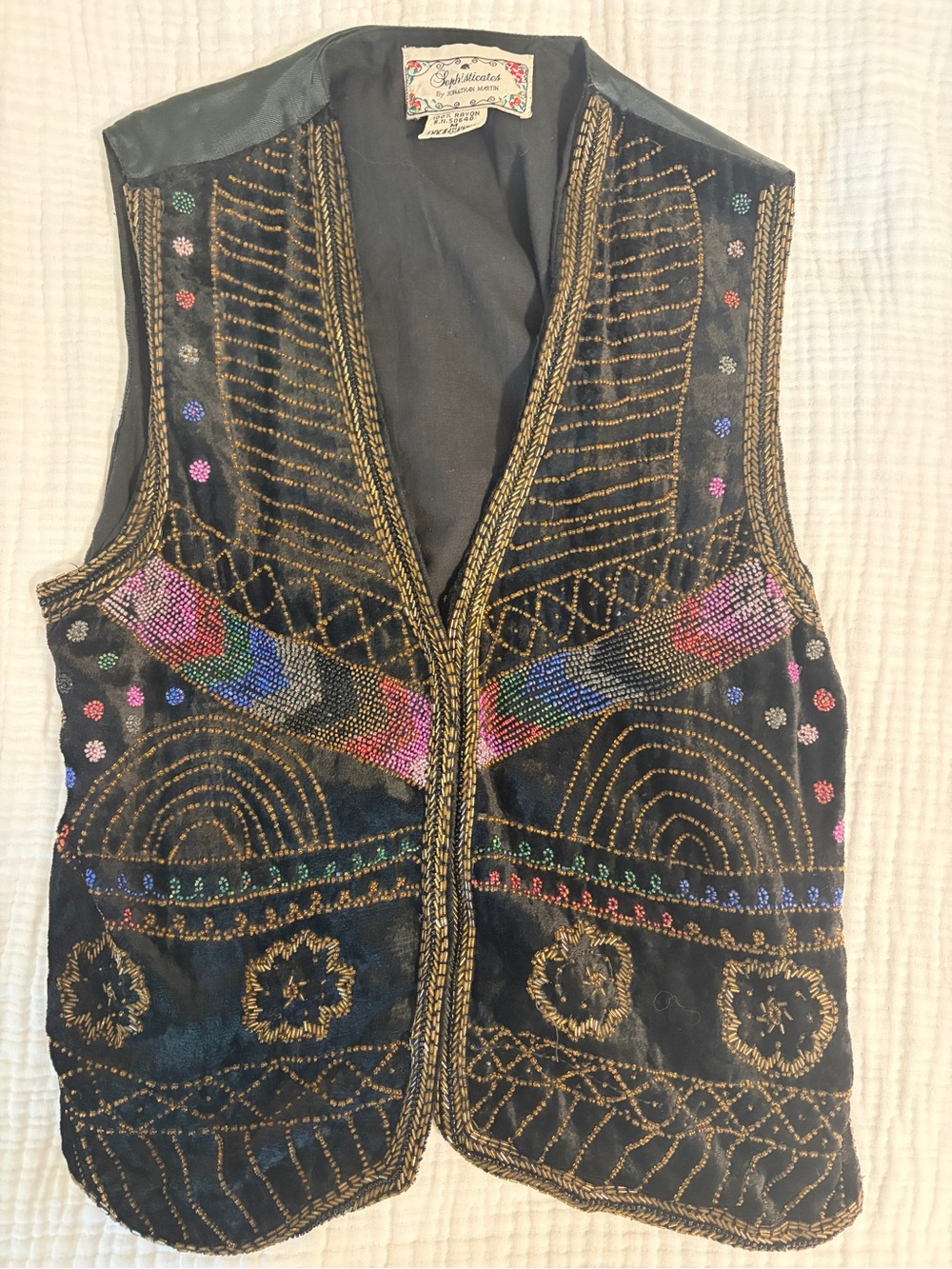 Vintage Embroidered Beaded Vest by Jonathan Martin - Picture 1 of 6